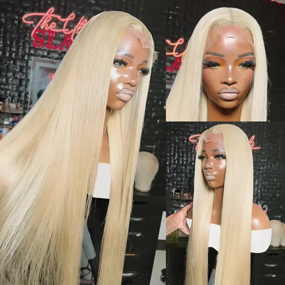 30 Inch 613 Honey Blonde Bone Straight 13x6 Lace Front Human Hair Wigs Brazilian 250 Density Colored 13x4 Frontal Wig For Women