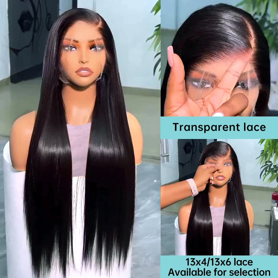 Bone Straight Transparent 13x6 Lace Frontal Human Hair Wigs 250 Density Brazilian Remy 13x4 Lace Front Wig For Women