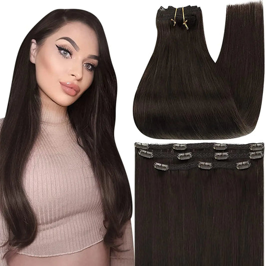 Clip in Hair Extensions Human Hair 3Pcs Remy Hair 50g Human Hair Clip in Extentions Balayage Human Hair Extensions