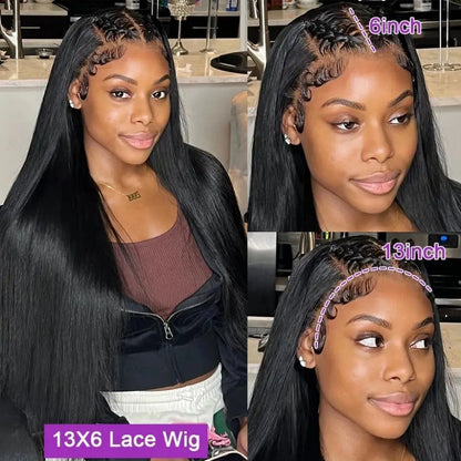 30 Inch Bone Straight Lace Frontal Human Hair Wigs 180% 13x6 Transparent Lace Front Brailian Hair Natural Hairline For Women