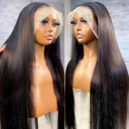 30 Inch Bone Straight Lace Frontal Human Hair Wigs 180% 13x6 Transparent Lace Front Brailian Hair Natural Hairline For Women
